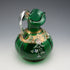 British Vintage Enamel-Decorated Green Glass Vase with Handle ②