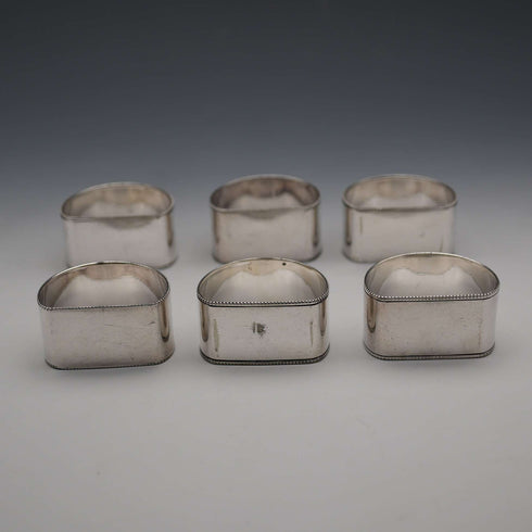 Antique British silver plate napkin rings, set of 6