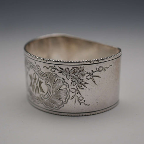 Antique British silver plate napkin rings, set of 6