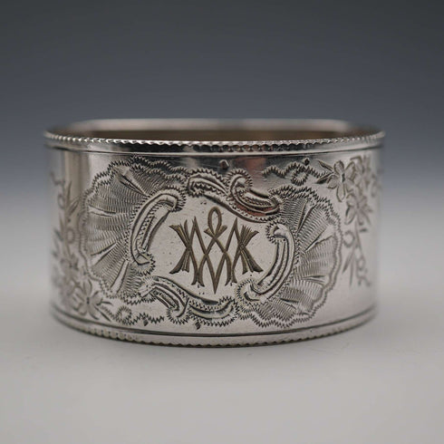 Antique British silver plate napkin rings, set of 6
