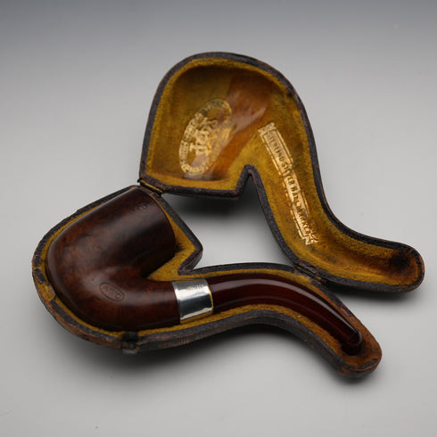 1912 British Antique AWC Smoking Pipe with Sterling Silver Decoration in Case