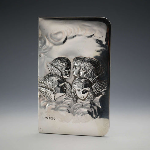 1904年 英國古董 純銀製聖經封面 雷諾茲天使 William Comyns