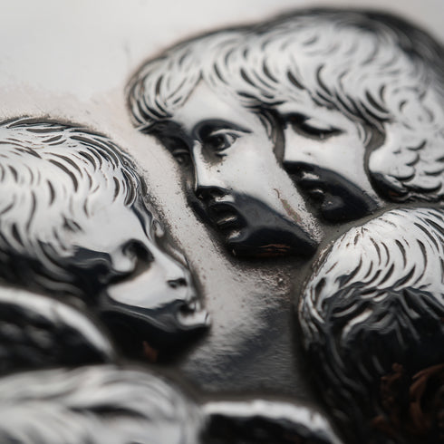 1904 Antique English Sterling Silver Bible Cover, Reynolds' Angels by William Comyns