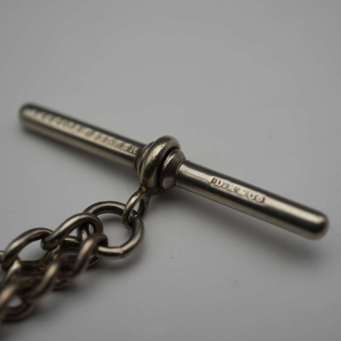 UK Antique Silver Plated Albert Chain with 1838 Sixpence Silver Fob
