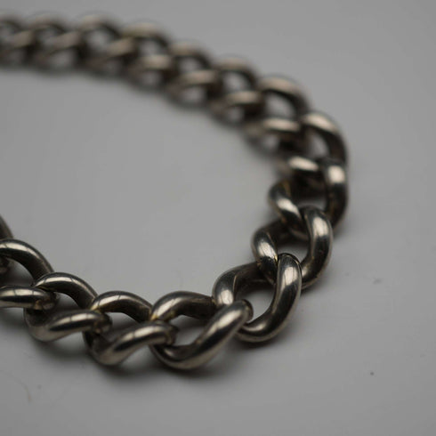 UK Antique Silver Plated Albert Chain with 1838 Sixpence Silver Fob