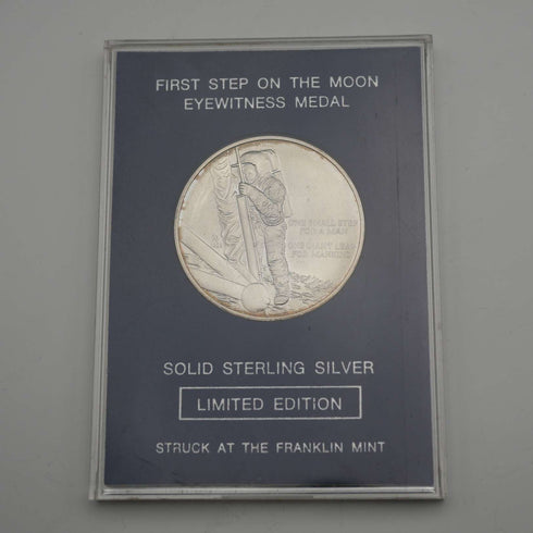 1969年 「アポロ11号 月面着陸」 純銀製 記念メダル 27g Franklin Mint ケース入り