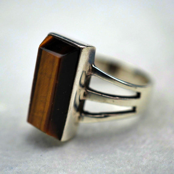 Vintage Belgian Tiger's Eye and 800 Silver Ring (US size 7.5)