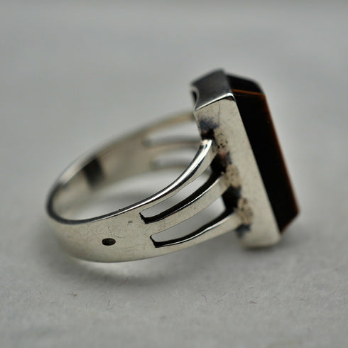 Vintage Belgian Tiger's Eye and 800 Silver Ring (US size 7.5)