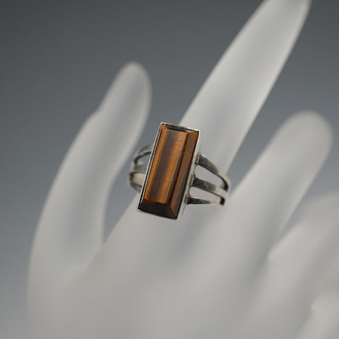 Vintage Belgian Tiger's Eye and 800 Silver Ring (US size 7.5)