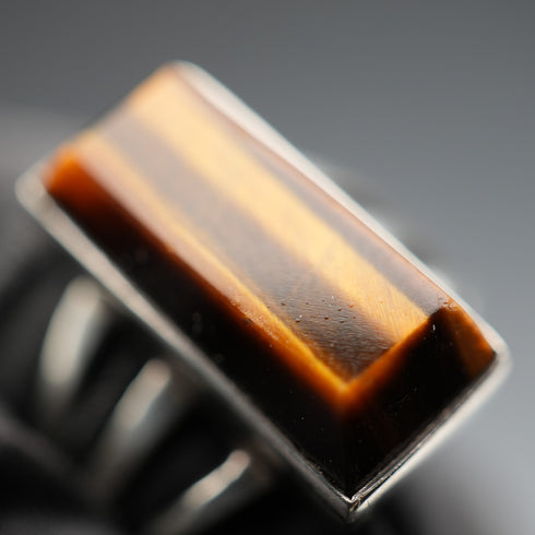 Vintage Belgian Tiger's Eye and 800 Silver Ring (US size 7.5)