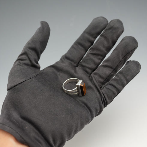 Vintage Belgian Tiger's Eye and 800 Silver Ring (US size 7.5)