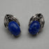 Vintage Silver and Lapis Lazuli Botanical Design Clip-On Earrings