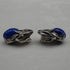Vintage Silver and Lapis Lazuli Botanical Design Clip-On Earrings