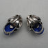 Vintage Silver and Lapis Lazuli Botanical Design Clip-On Earrings