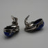 Vintage Silver and Lapis Lazuli Botanical Design Clip-On Earrings