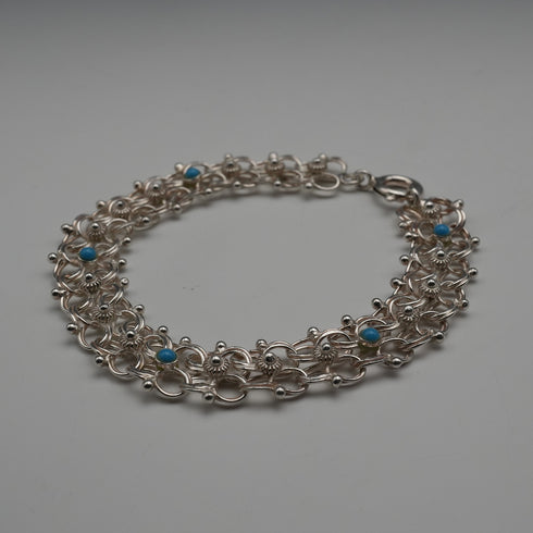 Vintage 835 Silver & Aquamarine Bracelet 15g