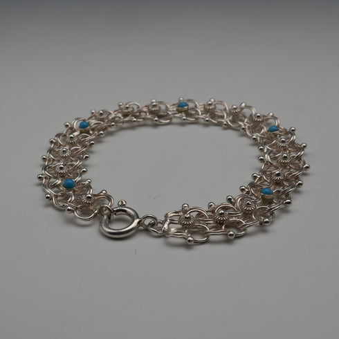 Vintage 835 Silver & Aquamarine Bracelet 15g