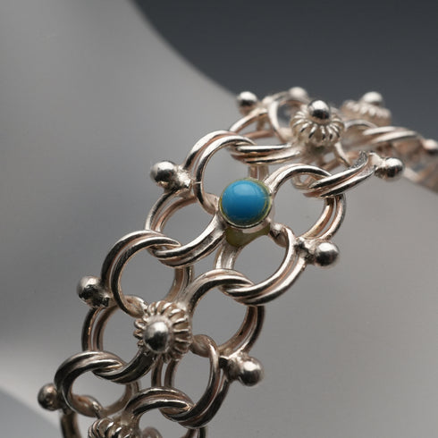Vintage 835 Silver & Aquamarine Bracelet 15g