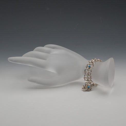 Vintage 835 Silver & Aquamarine Bracelet 15g