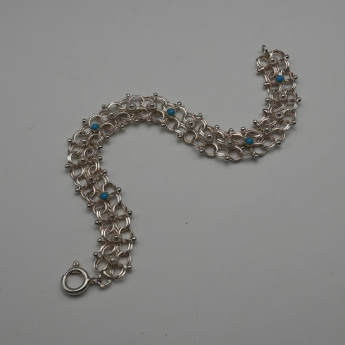 Vintage 835 Silver & Aquamarine Bracelet 15g