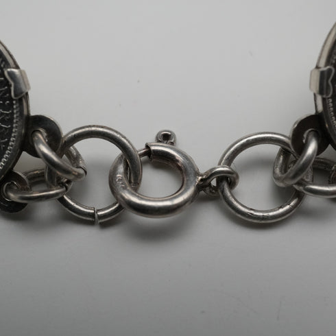 British Vintage Sterling Silver & 3 Pence Coin Bracelet 20g