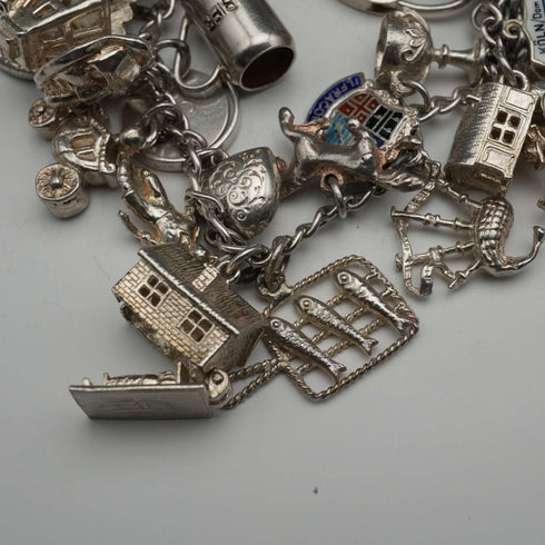 UK Vintage Silver Charm Bracelet 73g