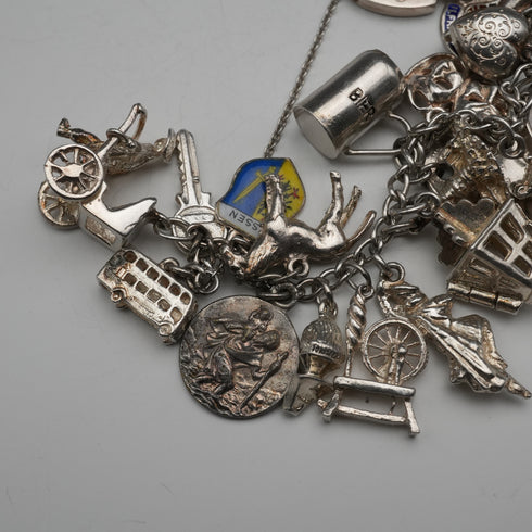 UK Vintage Silver Charm Bracelet 73g