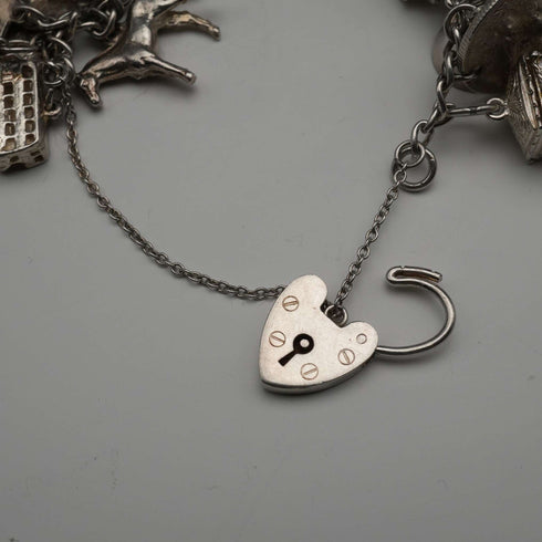 UK Vintage Silver Charm Bracelet 73g