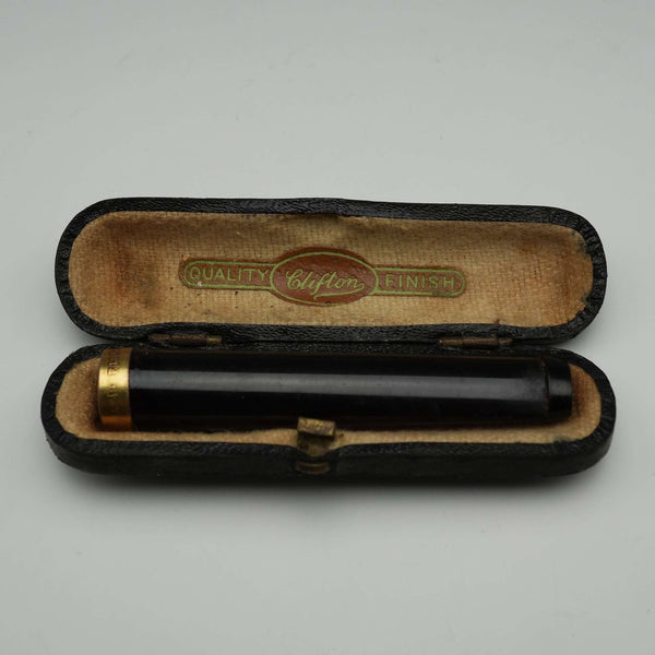British Antique Cheroot Holder/Cigarette Holder, Gold-Plated Decoration, Cased, Clifton