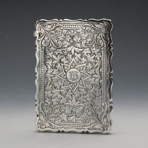 1882 British Antique Sterling Silver Card Case 61g George Unite