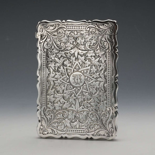 1882 British Antique Sterling Silver Card Case 61g George Unite
