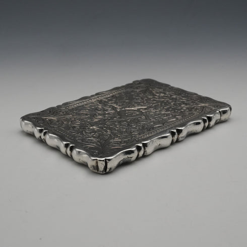 1882 British Antique Sterling Silver Card Case 61g George Unite