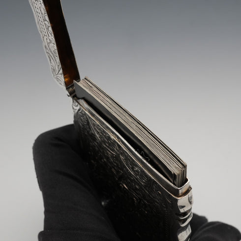 1882 British Antique Sterling Silver Card Case 61g George Unite
