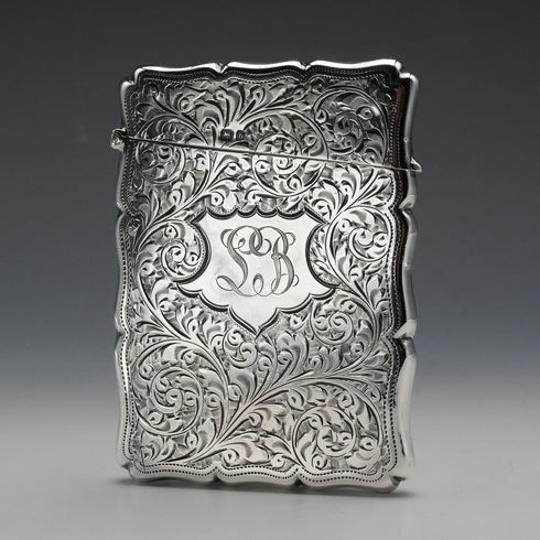 1907 British Antique Sterling Silver Card Case 80g Samuel M Levi