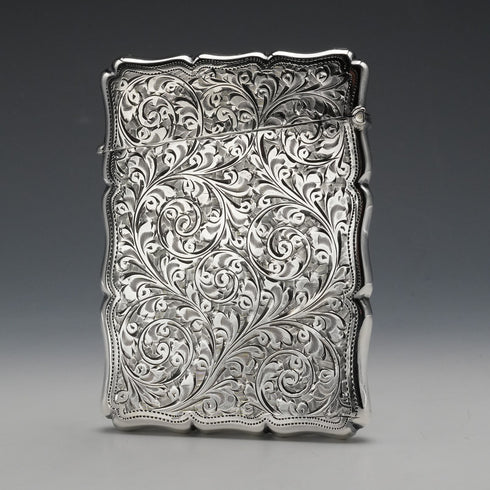 1907 British Antique Sterling Silver Card Case 80g Samuel M Levi