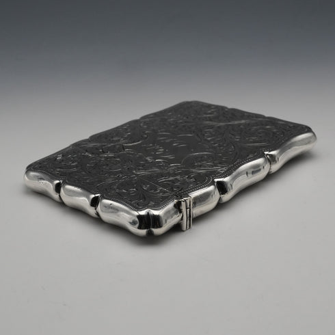 1907 British Antique Sterling Silver Card Case 80g Samuel M Levi