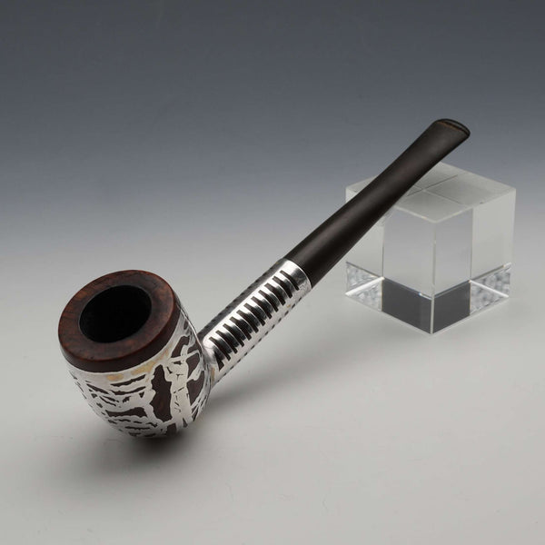Mid-20th Century US Vintage Silver Overlay Golfer Motif Smoking Pipe