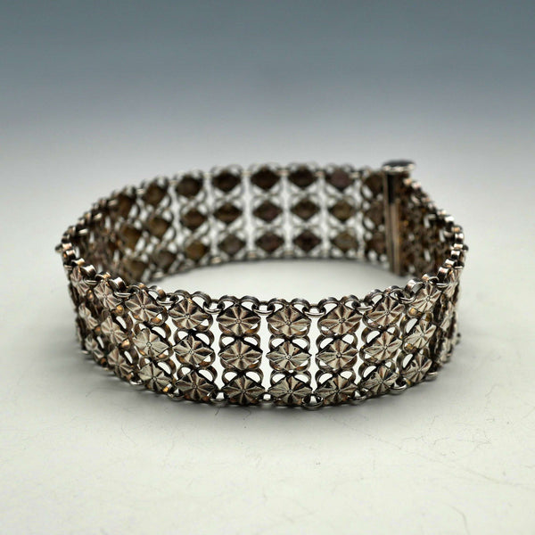 Early 20th Century British Antique Sterling Silver Lace Design Bracelet 20g