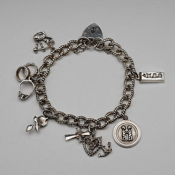 1978 English Vintage Sterling Silver Charm Bracelet 37g