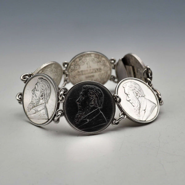 Vintage 1897 South Africa 1 Shilling Silver Coin Bracelet 40g