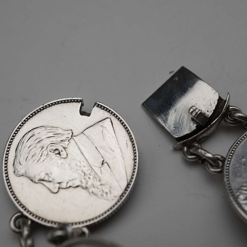 ヴィンテージ 1897年 南アフリカ 1シリング銀貨 ブレスレット 40g