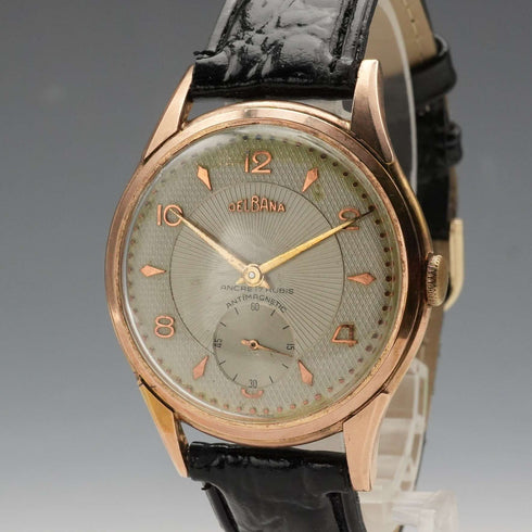 1950年代 スイス DELBANA 紳士用腕時計 17石機械式 金張りケース 動作良好