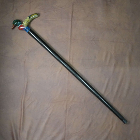 Vintage Black Shaft Painted Duck Handle Walking Stick Cane 87cm