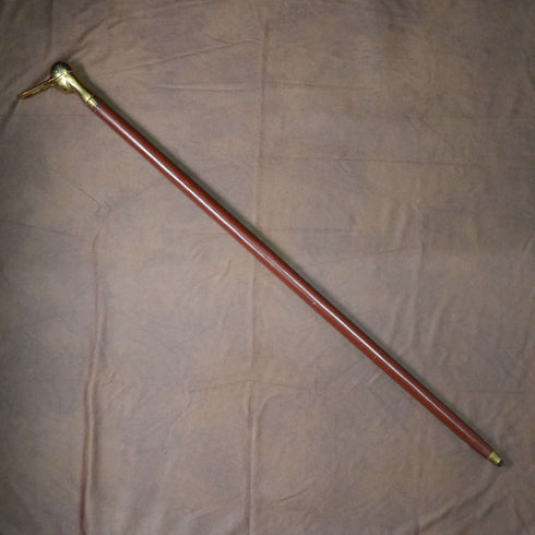 Vintage Dark Tan Shaft Brass Jockey Handle Walking Stick Cane 93cm