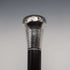 1908 British Antique Black Shaft Sterling Silver Rondelle Handle Walking Stick Cane 90cm J Howell