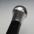 1908 British Antique Black Shaft Sterling Silver Rondelle Handle Walking Stick Cane 90cm J Howell