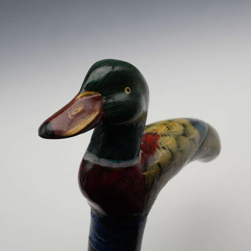Vintage Black Shaft Painted Duck Handle Walking Stick Cane 87cm