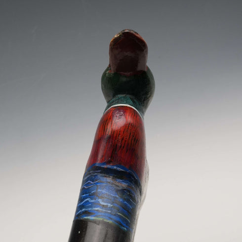Vintage Black Shaft Painted Duck Handle Walking Stick Cane 87cm