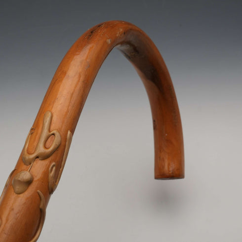 Vintage T-Shaft Dragon Decoration Bent Handle Walking Stick Cane 89cm