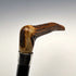 1895 British Antique Black Shaft Sterling Silver Embellished Antler Handle Walking Stick Cane 90cm